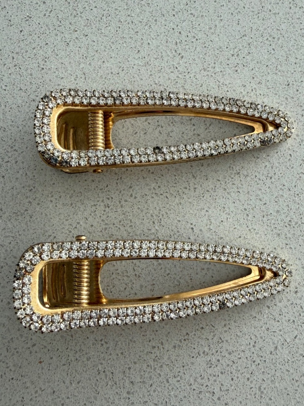 Gold Tone Rhinestone Hair Clip Set Sparkly Statement Barrettes